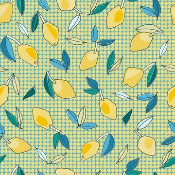 Seamless pattern with hand drawn lemons for textile, home decor, branding, vi Stock Illustration