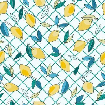 Seamless pattern with hand drawn lemons for textile, home decor, branding, vi Stock Illustration