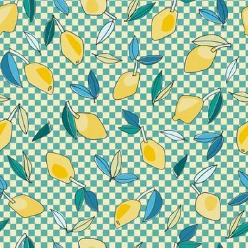 Seamless pattern with hand drawn lemons for textile, home decor, branding, vi Stock Illustration