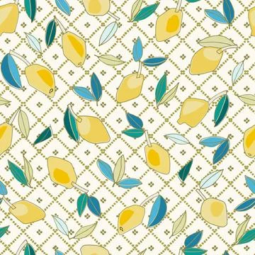 Seamless pattern with hand drawn lemons for textile, home decor, branding, vi Stock Illustration