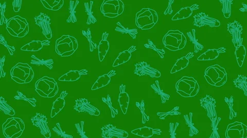 Seamless pattern with hand drawn line sketches of vegetables Stock Footage 319141900