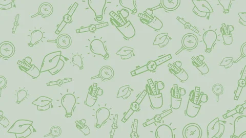 Seamless pattern with hand drawn line icons of education and learning items such Stock Footage 319147791