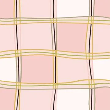 Seamless pattern with hand drawn line, checkered Stock Illustration