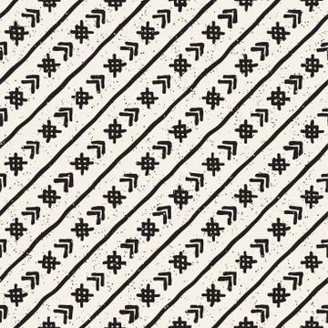 Seamless pattern with hand drawn lines. Abstract background with freehand bru Stock Illustration