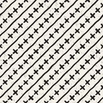 Seamless pattern with hand drawn lines. Abstract background with freehand bru 스톡 일러스트