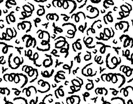 Seamless pattern with hand drawn lines. Free brush strokes. Modern monochro.. Stock Illustration