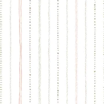 Seamless Pattern With Hand Drawn Lines And Subtle Green Stripes In Neutral Tones Stock Illustration