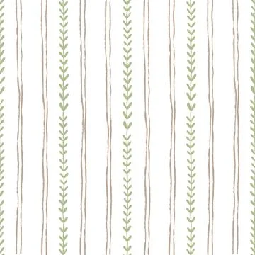 Seamless Pattern With Hand Drawn Lines And Leaf Stripes In Soft Earthy Colors Illustrazione stock