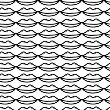 Seamless pattern hand drawn lips. Doodle black sketch. Sign symbol. Decoratio Stockillustratie