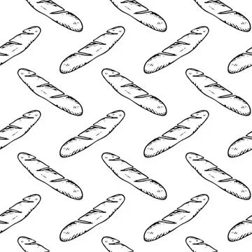 Seamless pattern hand drawn loaf. Doodle black sketch. Sign symbol. Decoratio Stock Illustration