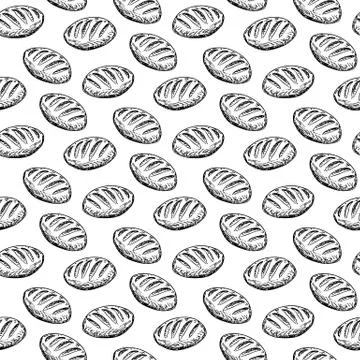 Seamless pattern hand drawn loaf. Doodle black sketch. Sign symbol. Decoratio Stockillustratie