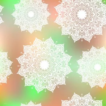 Seamless pattern with hand drawn mandala. Stock Illustration