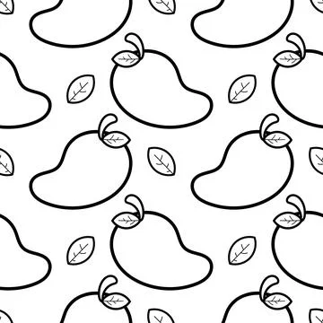 Seamless pattern of hand drawn mango fruit Stock Illustration