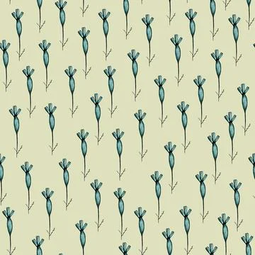 Seamless Pattern with Hand Drawn Marigold Flower Bud. Stock Illustration