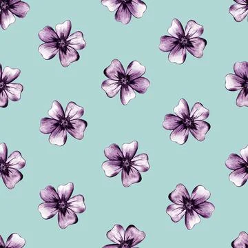 Seamless Pattern with Hand Drawn Marigold Flower. Illustrazione stock