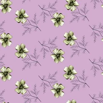 Seamless Pattern with Hand Drawn Marigold Flower. Stock Illustration