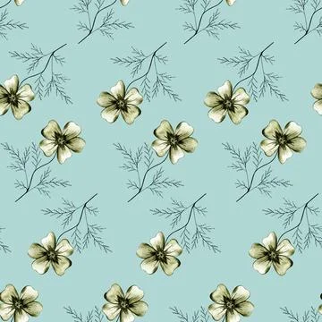 Seamless Pattern with Hand Drawn Marigold Flower. Stock Illustration