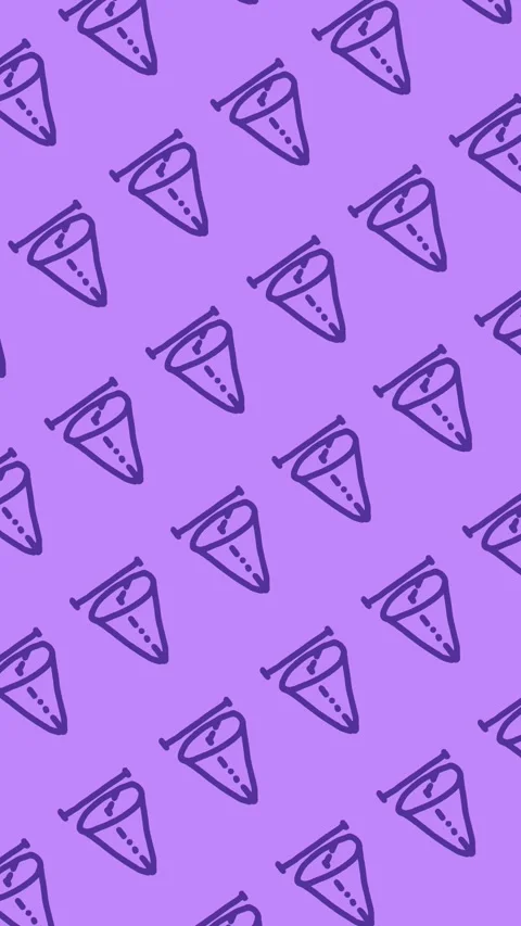 Seamless pattern of hand-drawn math geometry cones on abstract purple background Stock Footage 339008585