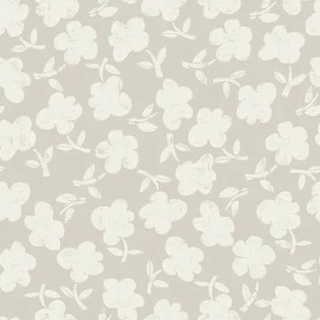 Seamless pattern with hand drawn meadow bold flowers. Floral Block Prints ins Illustrazione stock