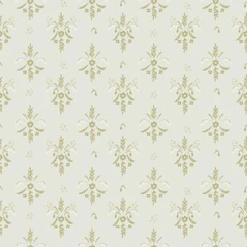 Seamless pattern with hand drawn meadow flowers. Floral Block Prints inspired Illustrazione stock