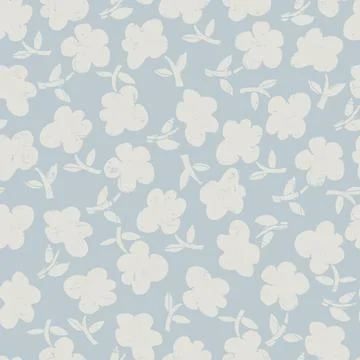 Seamless pattern with hand drawn meadow bold flowers. Floral Block Prints ins Stock Illustration