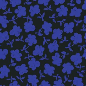 Seamless pattern with hand drawn meadow bold flowers. Floral Block Prints ins Stock Illustration