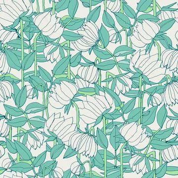 Seamless pattern with hand drawn meadow bold flowers. Colorful illustrations 스톡 일러스트