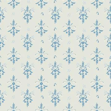 Seamless pattern with hand drawn meadow flowers. Floral Block Prints inspired Stock Illustration