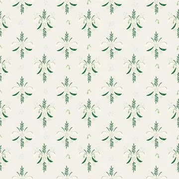 Seamless pattern with hand drawn meadow flowers. Floral Block Prints inspired Stock Illustration