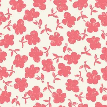 Seamless pattern with hand drawn meadow bold flowers. Floral Block Prints ins Illustrazione stock