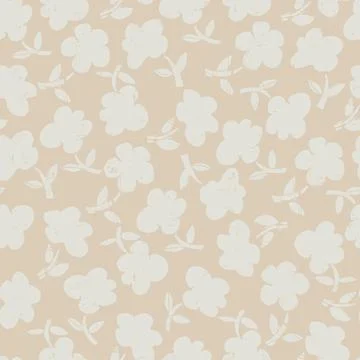 Seamless pattern with hand drawn meadow bold flowers. Floral Block Prints ins Stock Illustration