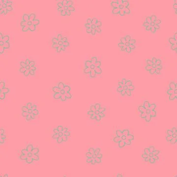 Seamless pattern with hand drawn meadow bold flowers. Floral Block Prints ins Stock Illustration