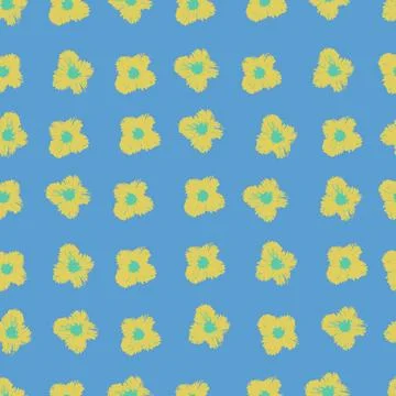 Seamless pattern with hand drawn meadow bold flowers. Floral Block Prints ins Illustrazione stock