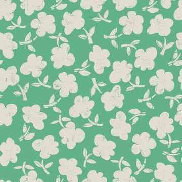 Seamless pattern with hand drawn meadow bold flowers. Floral Block Prints ins Stock Illustration