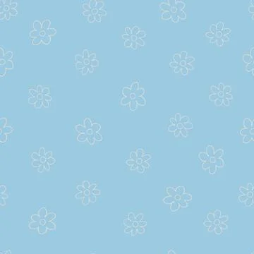Seamless pattern with hand drawn meadow bold flowers in Christmas color com.. Stock Illustration