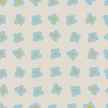 Seamless pattern with hand drawn meadow bold flowers. Floral Block Prints ins Illustrazione stock
