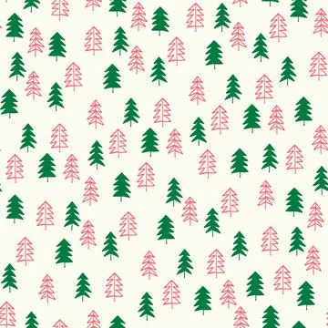 Seamless pattern with hand drawn meadow bold flowers in Christmas color com.. Stock Illustration