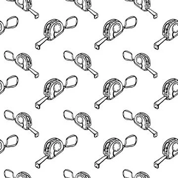 Seamless pattern hand drawn measuring roulette. Doodle black sketch. Sign sym イラスト素材