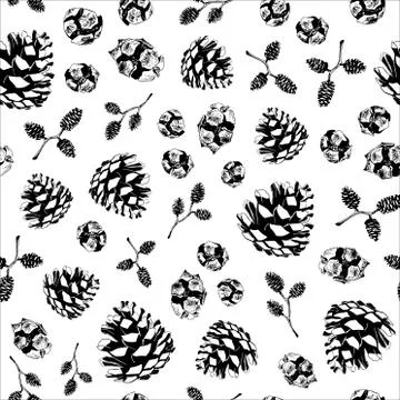 Seamless Pattern With Hand Drawn Miscellaneous Cones Illustrazione stock