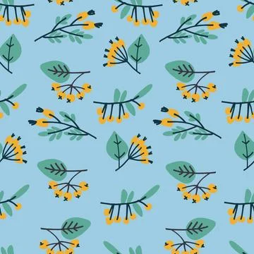 Seamless pattern with hand drawn with in Modern Folk style for winter holiday Stock Illustration