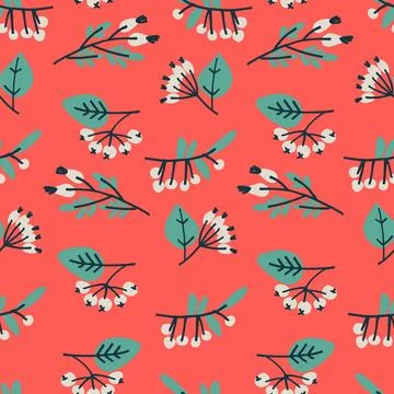 Seamless pattern with hand drawn with in Modern Folk style for winter holiday 스톡 일러스트