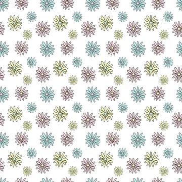 Seamless pattern of hand-drawn multicolored flowers. Vector background image  Stock Illustration