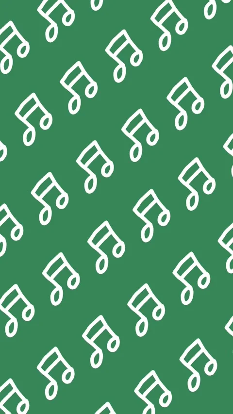 Seamless pattern of hand-drawn music notes on abstract vertical green background Stock Footage 338126100