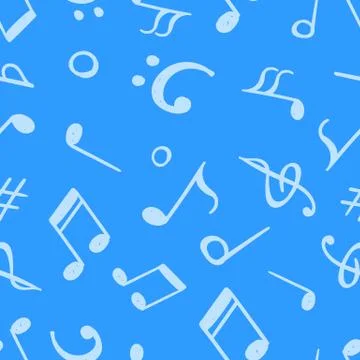 Seamless pattern from hand drawn music notes and symbols. 스톡 일러스트