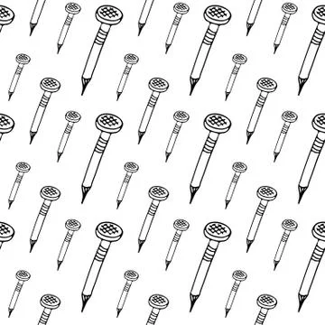 Seamless pattern hand drawn nails. Doodle black sketch. Sign symbol. Decorati Illustrazione stock
