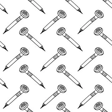 Seamless pattern hand drawn nails. Doodle black sketch. Sign symbol. Decorati Stock Illustration