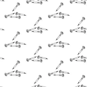 Seamless pattern hand drawn nails. Doodle black sketch. Sign symbol. Decorati Illustrazione stock