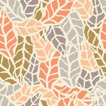 Seamless pattern with hand drawn natural leaves Stock Illustration