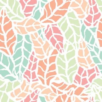 Seamless pattern with hand drawn natural leaves Stock Illustration