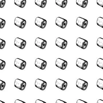 Seamless pattern Hand drawn oil filter doodle. Sketch style icon. Decoration  Illustrazione stock